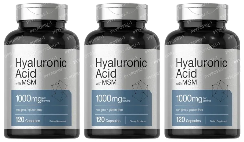 Hyaluronic Acid with MSM 1000 mg 120 Capsules Non GMO Gluten Free Supplement Bioavailable Formula