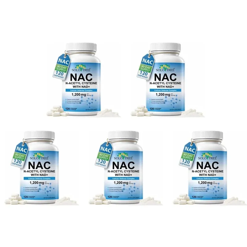 كبسولات NAC N-Acetyl Cysteine ​​1200mg NAD+ للمناعة الخلوية ومضادات الأكسدة لدعم الطاقة للبالغين، 120 قطعة