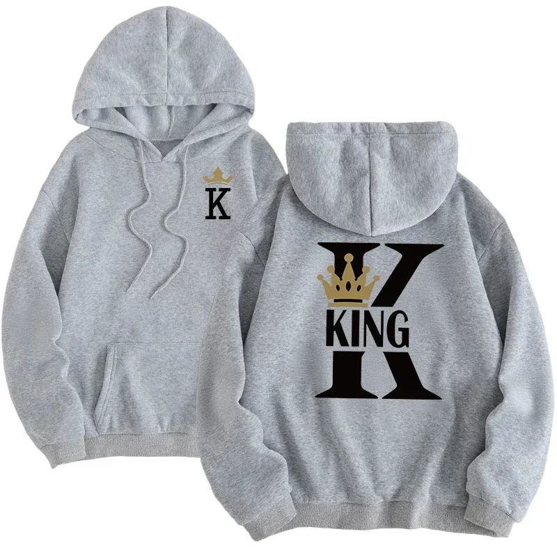 Gran oferta, sudaderas con capucha para hombre y mujer, sudaderas con estampado King Queen, ropa informal versátil para parejas, jersey diario para Otoño e Invierno Y2k