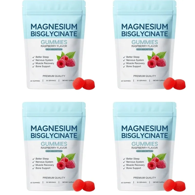 Magnesium Bisglycinate Gummies Support Daily Sleep Quality Help Maintain Nervous System Health Assist Muscle Recovery 60 Gummies