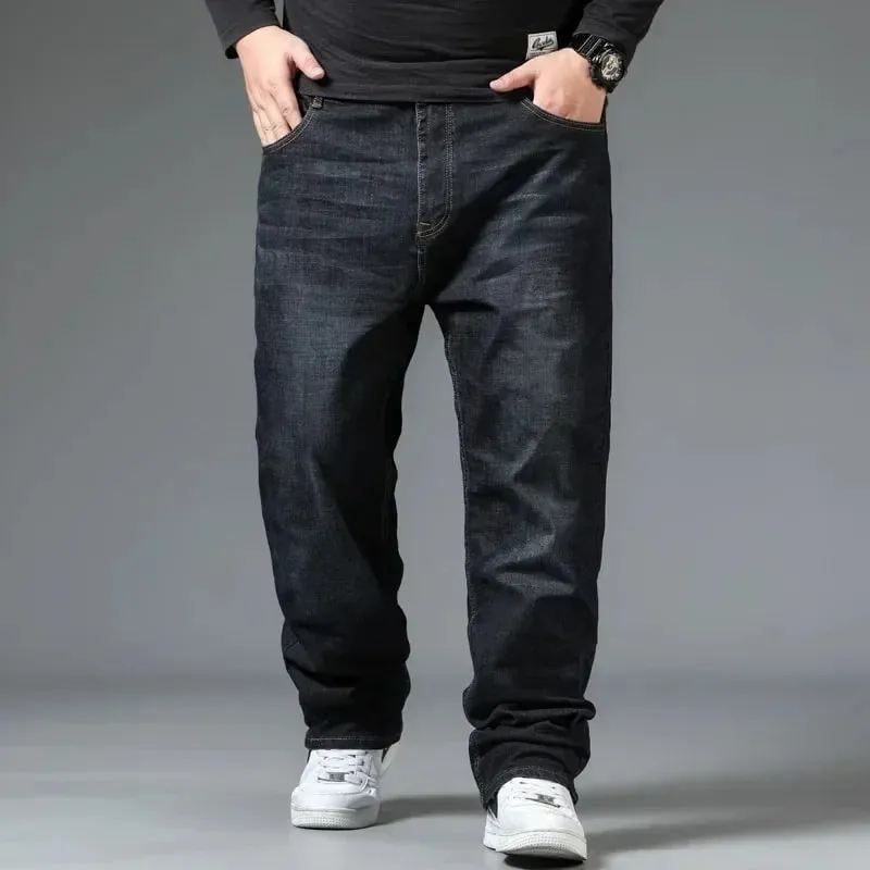 Mens Large Size Black Jeans 10XL Oversize High Waist Loose Trousers Husband Plus Size Loose Denim Trousers Blue Male Denim Pants — image 3