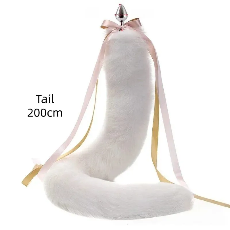 200cm Detachable Metal Butt Plug Fox Tail Cosplay Toys with Fetish Cosplay Fancy Dress Accessory for Couple BDSM Sex Flirt Prop
