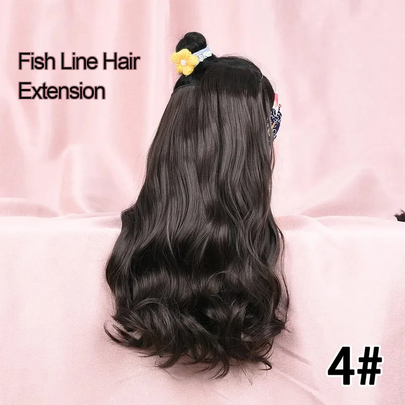 Silike 180g Fish Line Synthetic Wavy Clips in One Piece Hair Extensions 24 inch 17 Colors Heat Resistant Hair Extension