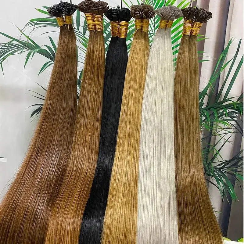 Natural 613 Blond Colored Straight Human Hair Extension 100g Strand Fusion Flat Tip Keratin Capsules for Hair Extensions 30Inch