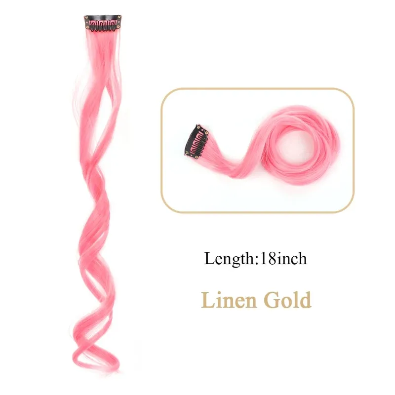 Tổng Hợp Kẹp Trong Một Miếng Nhiều Màu Sắc Làm Tóc Xoăn Tóc Tổng Hợp Miếng 18 "Dài Ombre Tóc Hồng Tím Đỏ xanh Dương