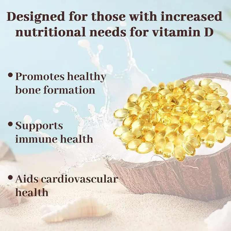 180/300 Vitamin D3 K2 Softgel Supplement with Coconut Oil - 2-in-1 Vitamins D & K Complex | Extra Strength Easy to Swallow