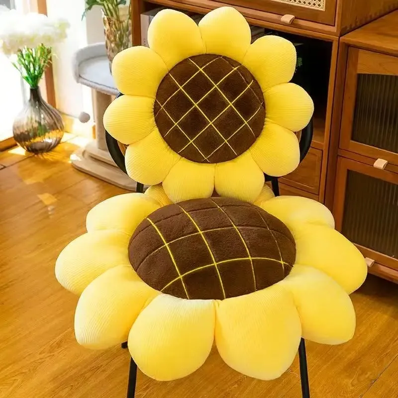 Kawaii Plush Stuffed Doll Cute Sunflower Cushion for Kids Birthday Gift Soft Toy for Sofa Car Window Seat Decorative Pillow