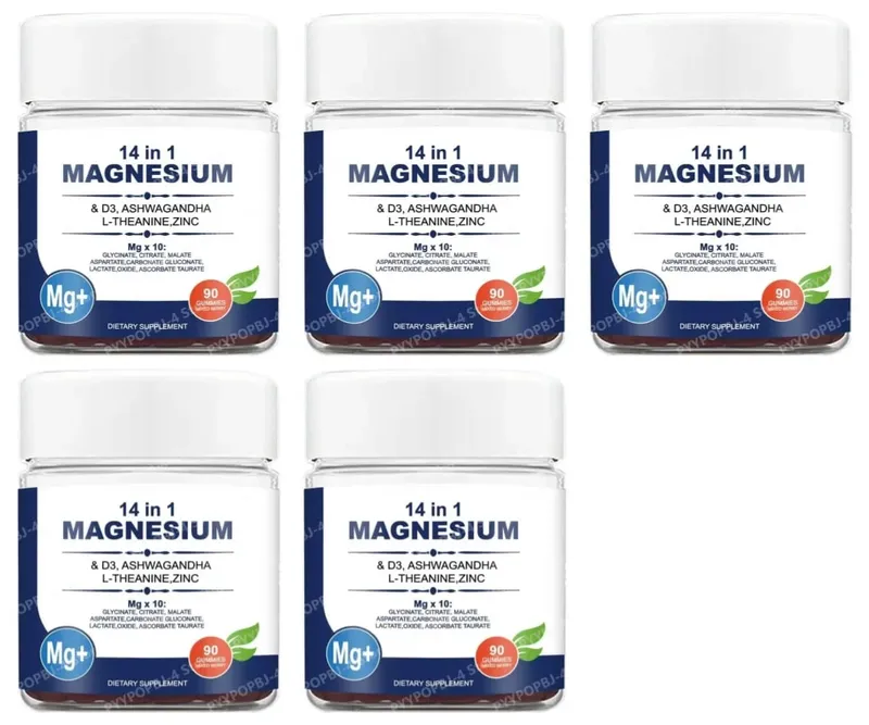 Magnesium Complex 14 in 1 Gummies with Ashwagandha L Theanine D3 Zinc Daily Nutrition Supplement Sleep Calm Support