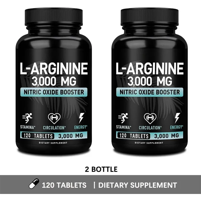 L Arginine 3000mg Capsules - 120 Capsules Nitric Oxide Supplement for Sport Muscle and Energy - L-Arginine Nitric Oxide Booster