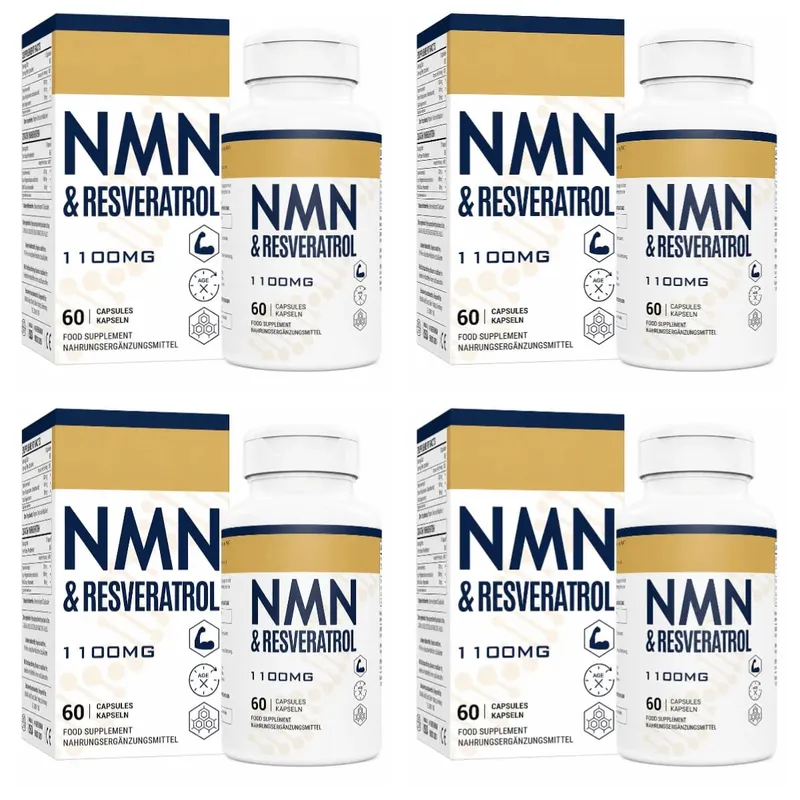 NMN+Resveratrol 60 Capsules Powerful Antioxidant Supplement for Heart Health & Anti-Aging Enhanced with Black Pepper Extract