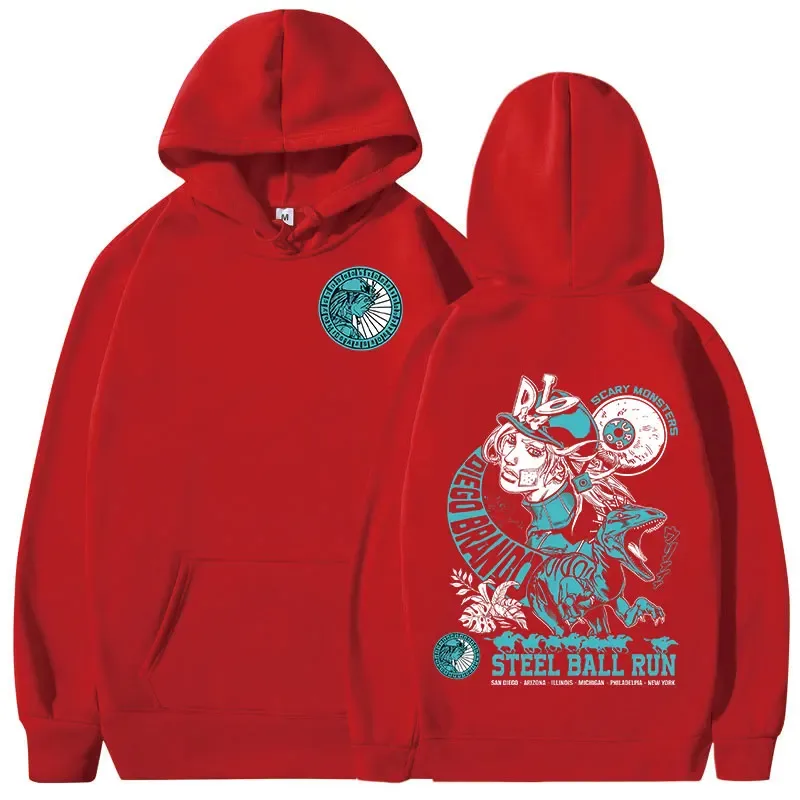 Anime Jojo Bizarre Adventure Hoodies STEEL BALL RUN Diego Brando Manga Graphic Sweatshirts Men's Long Sleeves Fleece Pullovers