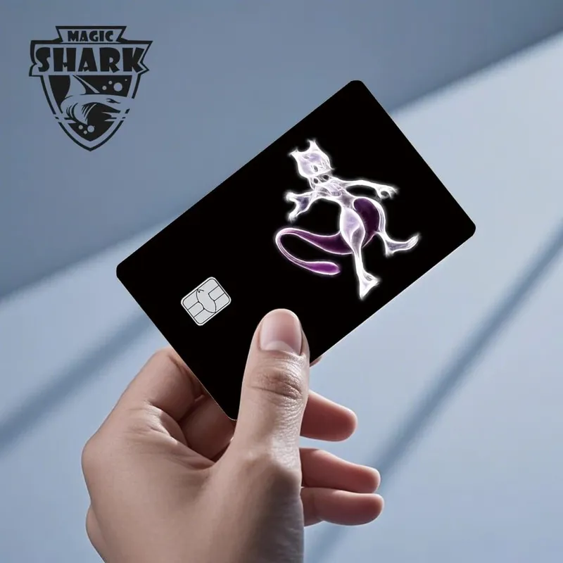 Maigc Shark Cute Pokémons Mewtwo Eevee Pikachu Gengar Adesivo Capa de filme para cartão de crédito de débito sem desbotamento
