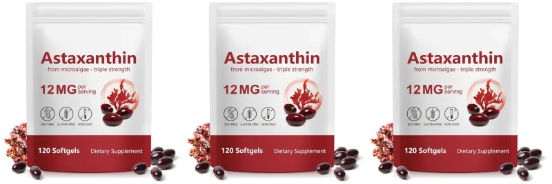 Cilt Sağlığı ve Sağlıklı Yaşlanma için Antioksidan Destekli Mikroalglerden Astaksantin Takviyesi 12mg Softgeller 120 Sayısı