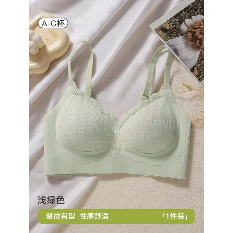 Lace lingerie for women seamless push-up enhances small busts prevents sagging wireless comfortable breathable side brea