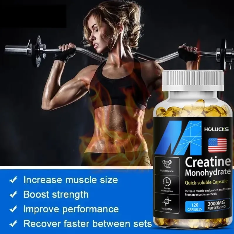 Buy 2 Get 2 Free! Pure Creatine Monohydrate Capsules Support Muscle Growth Strength & Performance Enhances Cognitive Function