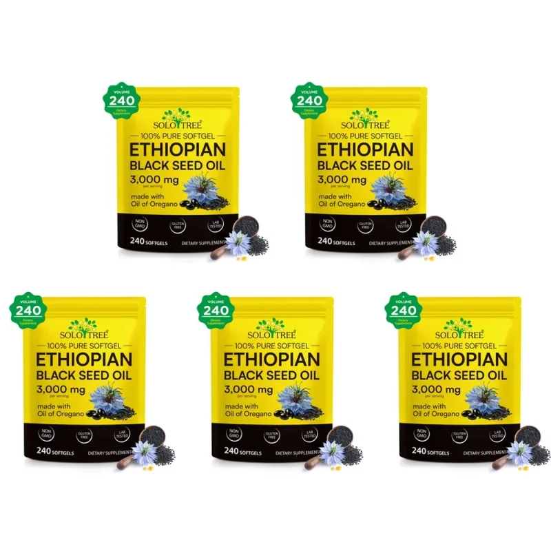 Ethiopian Black Seed Oil Softgels with Oil of Oregano Extract for Immune Support Digestive Comfort 240 Softgels