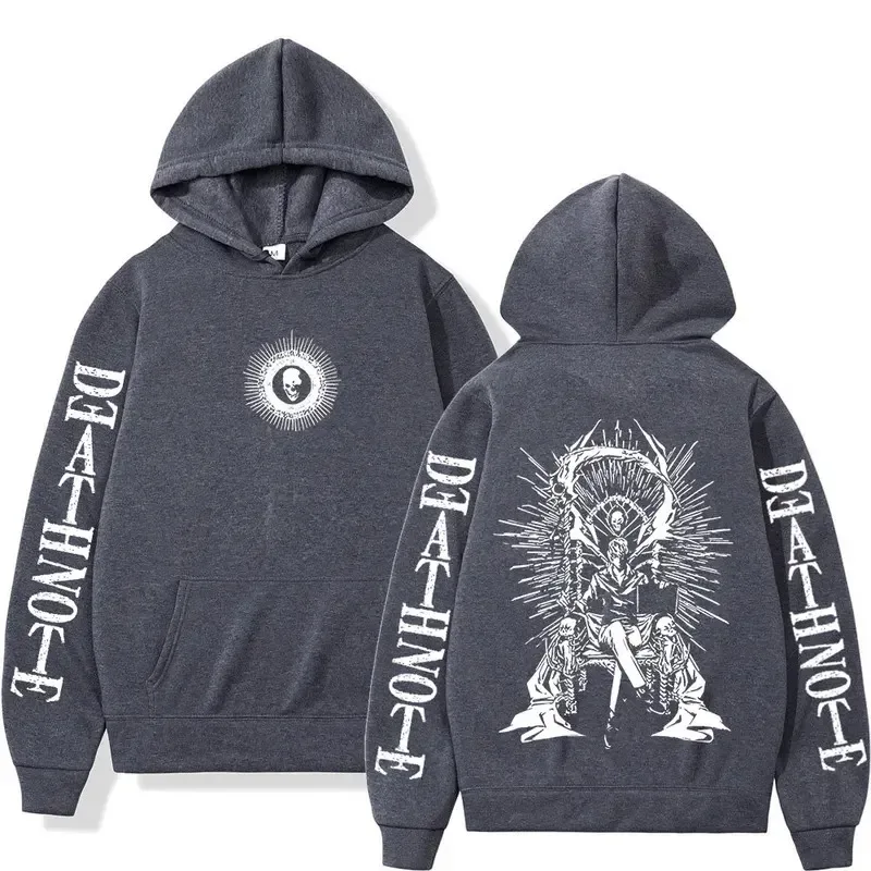 Y2K Anime Death Note Hoodies Yagami Light L·Lawliet Gothic Sweatshirt Men Women Clothing Fashion Long Sleeve Pullovers Streetwea