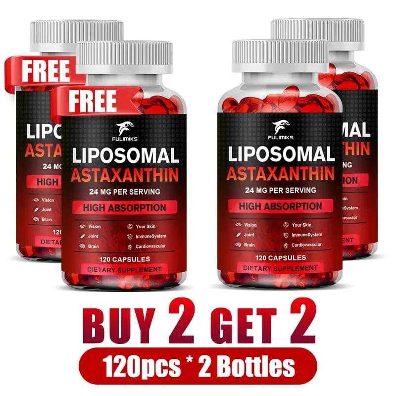 Buy 2 Get 2 Free! Premium Natural Astaxanthin 24mg Capsules - World's Strongest Antioxidant for Skin Eyes & Immune Support
