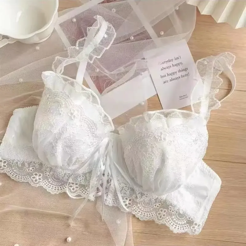 สไตล์ญี่ปุ่นลูกไม้ Bralette ชุดเซ็กซี่น่ารักชุดชั้นในแหวนเหล็กสำหรับหน้าอกเล็ก Push Up Bra & ชุดกางเกง ขายร้อน Now! — image 9