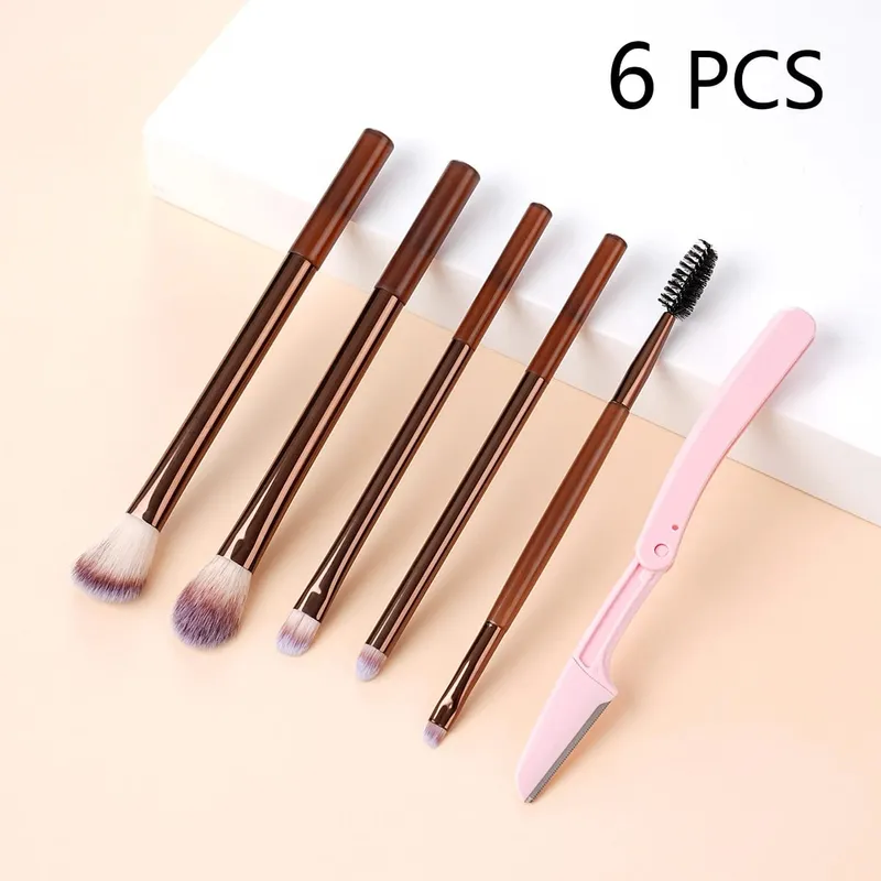 7 PCS Makeup Brush Set For Eyeshadow & Liner Include Professional Eye Makeup Brushes Eyebrow Razor Silicone Eyeliner Stencils