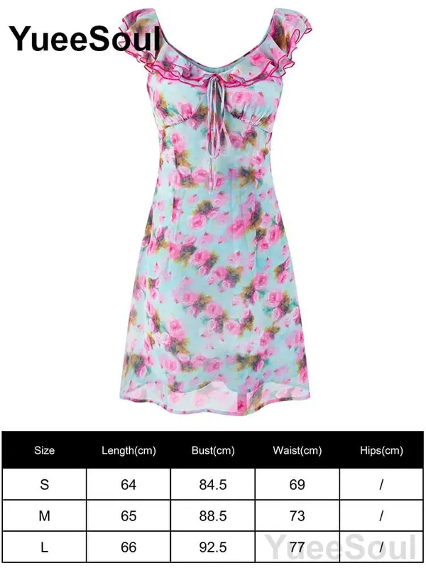 Blue Printed Mini Dress 2026 Summer New Elegant Party Birthday Evening Dresses Y2K Sweet Cute High Street Casual Women Dress