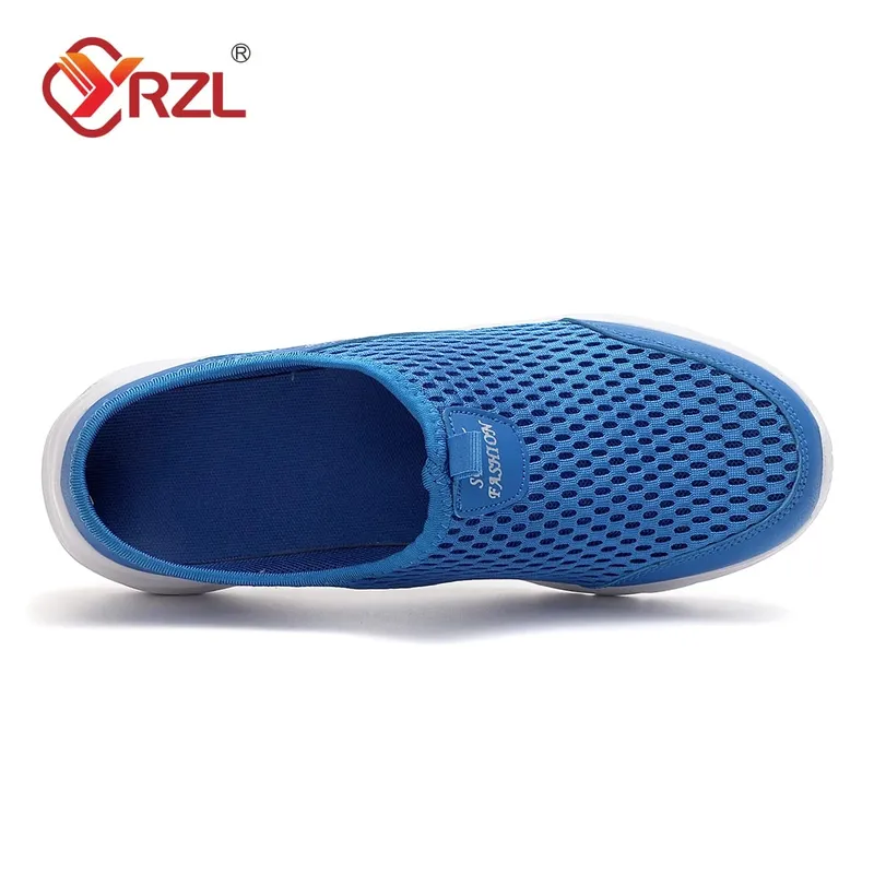 Half Slippers Mens Summer Breathable Mesh Mens Shoes Outdoor Casual Walking Shoes Large Flat Light Mesh Slippers Men