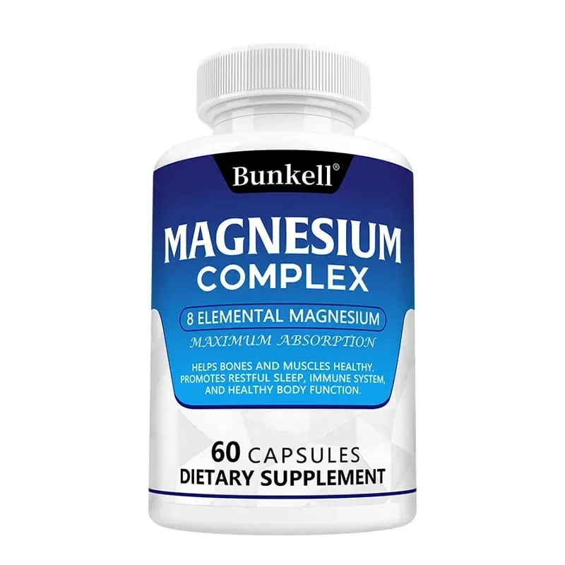 Bunkell Magnesium Complex 5 Forms High Absorption Support Bone Heart Muscle Sleep & Digestion Non-GMO Dietary Supplement