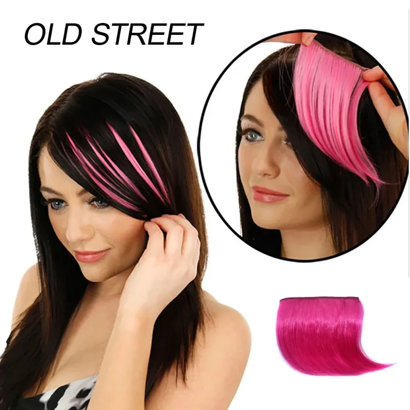 Colorful Synthetic Cosplay Hair Bangs Heat Resistant Invisible Extensions with Clips Quick Style Change Hairpieces