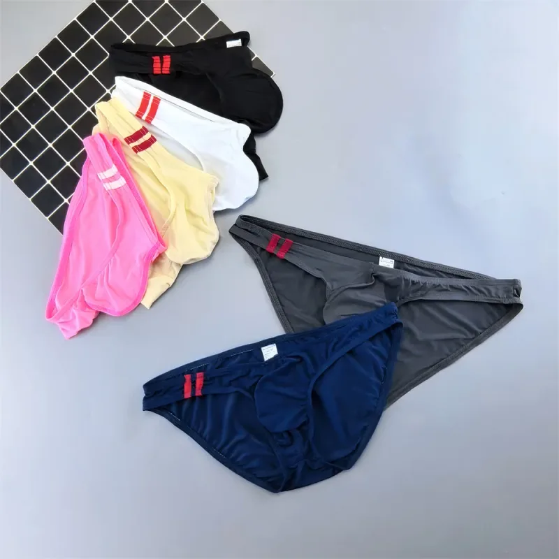 Mens Sexy Ice Silk Underwear Briefs Ultra Thin Seamless Panties Quick Dry Breathable Lingerie Male Comfortable Plus Size Panty