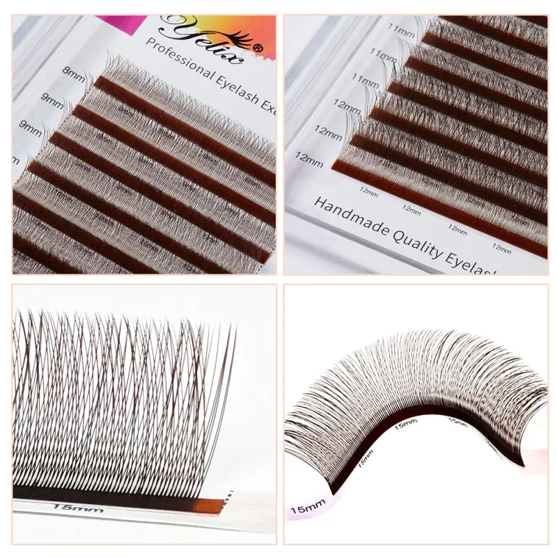 Yelix Brown 2D Y Premade Eye Lashes Single Tip Lash Extension Natural Makapal Malambot Walang Maluwag Root Easy Fan Salon Lash Cilios Y