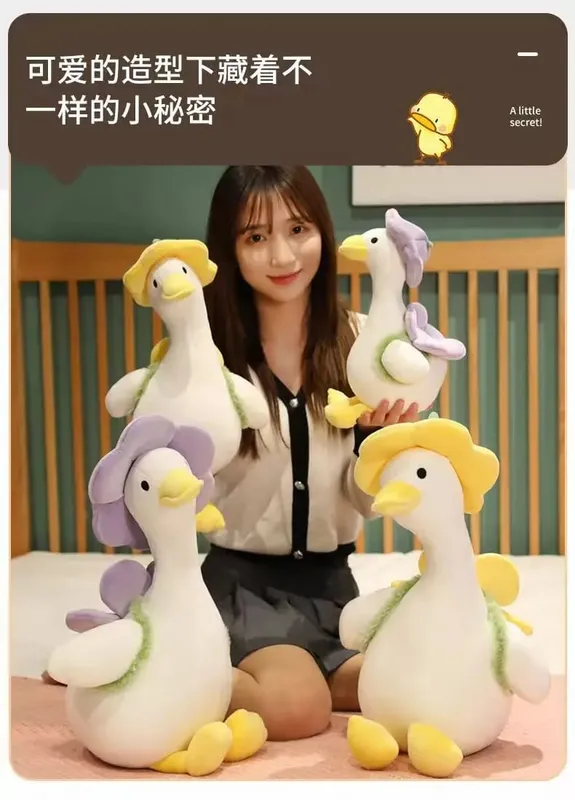 Kid Cute Little Duck Doll Flower Duck Plush Toy Big White Goose Doll Super Soft Sleeping Pillow Birthday Gift Decoration Toy