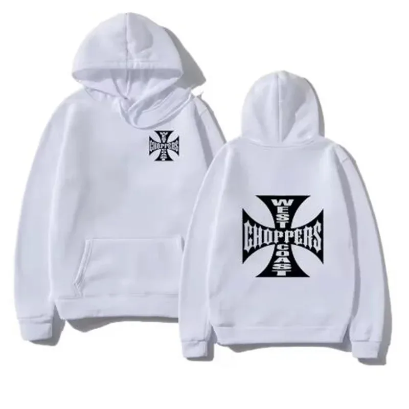 West Coast Iron Cross Choppers 인쇄 된 남성 후드 패션 쿨 운동복 남여 패션 양털 Oversize Hoody Street
