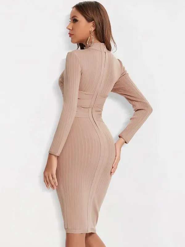 Szexi piros pólyás ruha 2023-as meztelen garbós hosszú ujjú irodai Bodycon ruha Cross Criss női Midi Vestidos Maxi XL