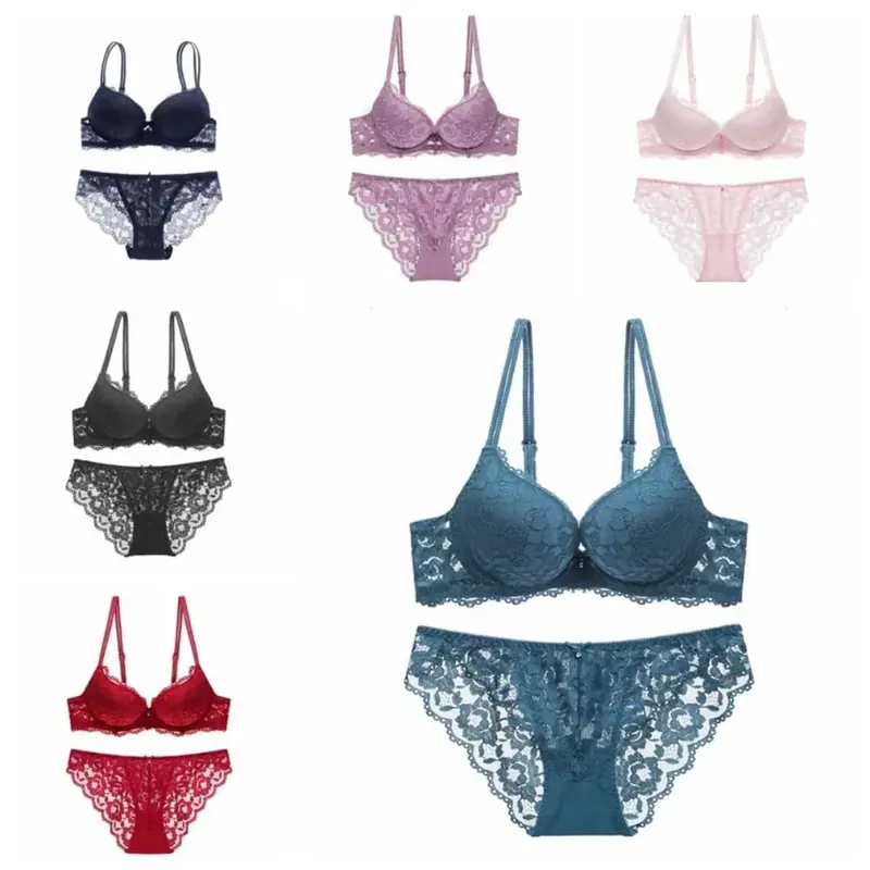 Sweet Mesh Lace Flower Bra Low Waist Bowknot Bra Panties Set Lingerie Intimates Seamless Underwear Set Women