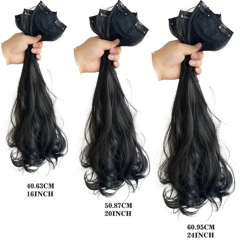 16"20"24" synthetic Big waves Clip in the hair extension 3pcs/set of curly hair pieces for women's daily styling — image 8
