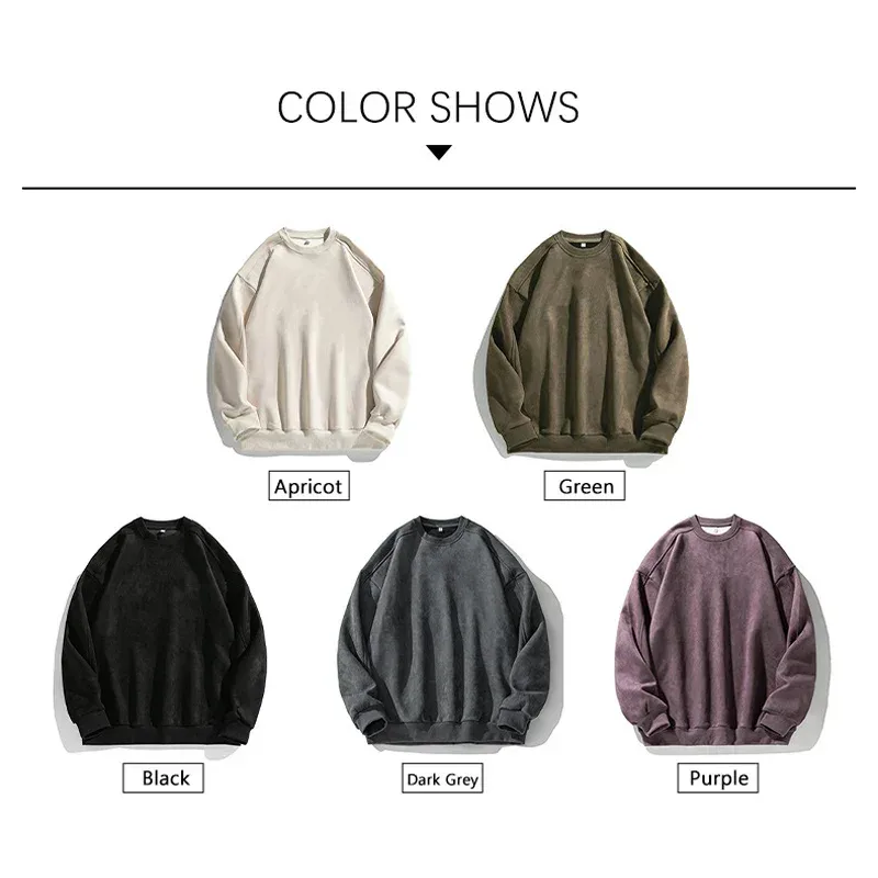 Sweat-shirt à manches longues pour homme, vêtement de marque violet, col rond, Baggy, décontracté, en daim, automne-hiver, 2026