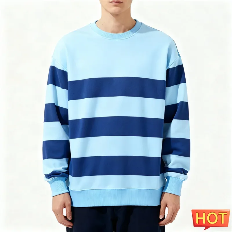 Eenvoudige gestreepte grafische sweatshirts voor heren Mode Trendy lange mouwen 3D bedrukt Lelijk sweatshirt Casual oversized truien Tops