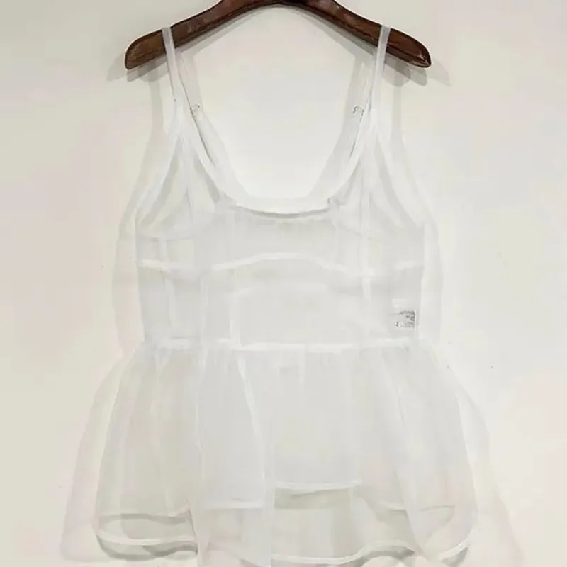 Neploe French Style Sweet Ruffles Sleeveless Vest Loose New Fresh Korea Chic Tank All-match Slim Bud Sling Hot Sell Minority Top