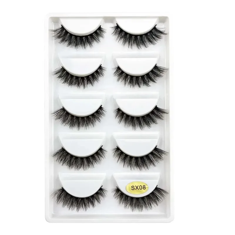 5 Pairs S03 Natural Looking 3D Mink Fake Eyelashes Makeup Tools Fluffy Style Water Mink Fur False Eyelashes for Eye Makeup