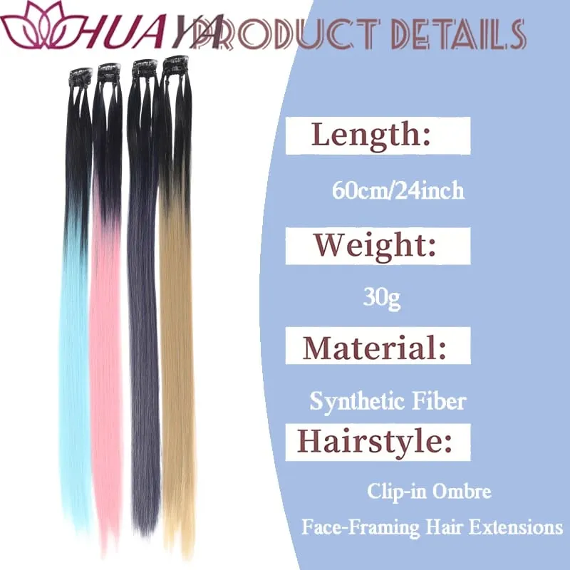 24‑Inch Clip‑in Face‑Framing Highlight Synthetic Hair Extensions Easy to Wear Suitable for Daily Look Parties and Cosplay