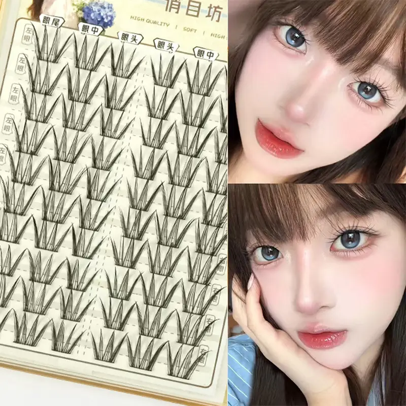 Cílios postiços estilo coreano coreano, 10 linhas, aparência natural, leve, estilo cômico, cílios postiços perfeitos para palco diário, maquiagem para os olhos