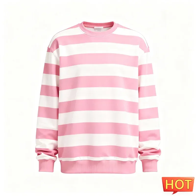 Fashion Striped Graphic Sweatshirts For Men Simple Trendy Long Sleeve 3D Printed Ugly Sweatshirt Casual Oversized Pullovers Tops