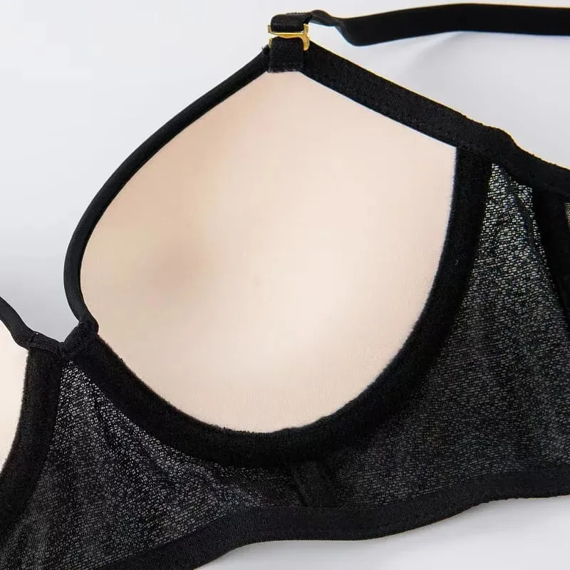2025 New Sexy Lace Push Up Lingerie Set Small Breast Gathering Anti-sagging Soft Underwire Bra Set For Women
