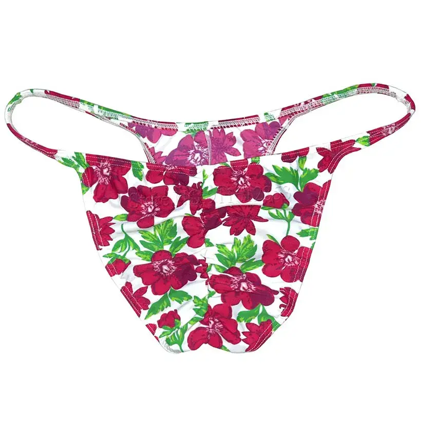 Men's Cheeky Briefs Underwear Pouch Male Ruched Bikini Swimwear Sexy Underpants High Elasticity, Low Waist, Floral Print sexy — image 10