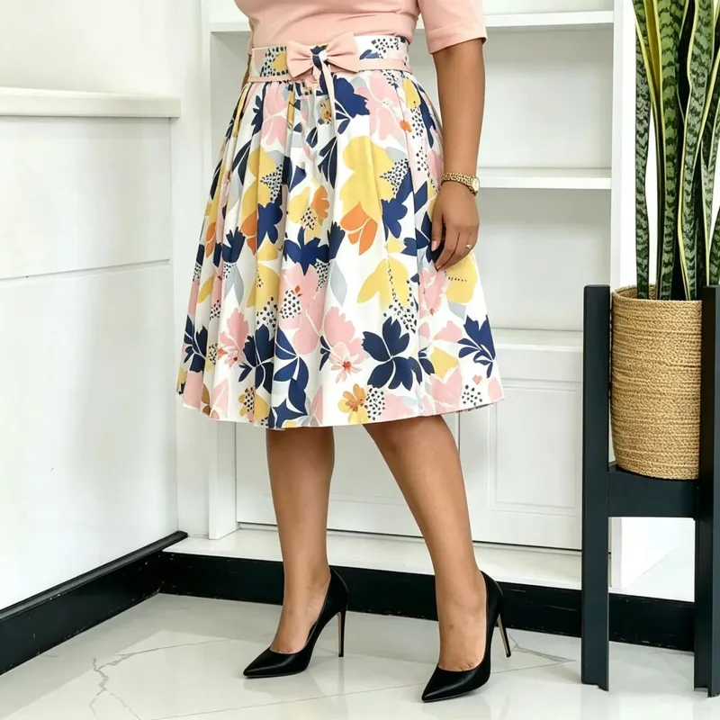 2026 AUTUMN NEW WOMEN SHORT SLEEVE PRINTED COLOR‑BLOCK SPLICING BIG SWING DRESS