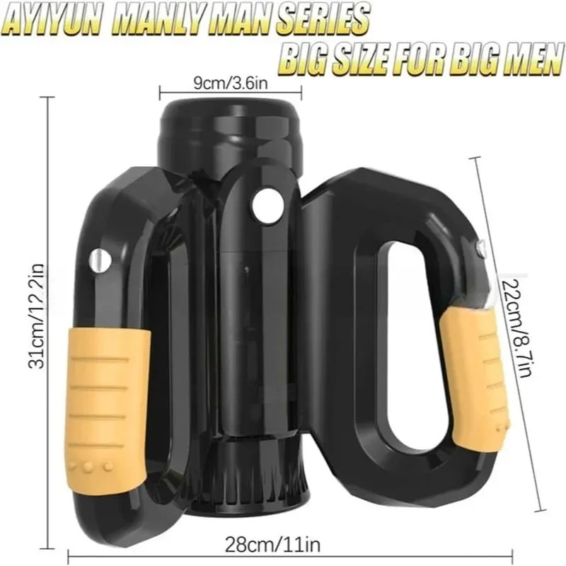 Automatic Male Masturbator Sex Toy with 10 Thrusting & Rotating Penis Pump Male Stroker Adult Toy Double Handle Sex Machine