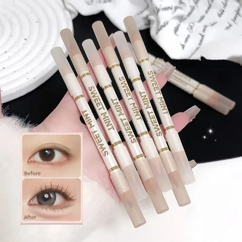 Double-ended Silkworm Eyeliner Shadow Pen 2 in 1 Nude Pink Brightening Highlighter Makeup Pencil Lasting Waterproof Eye Makeup