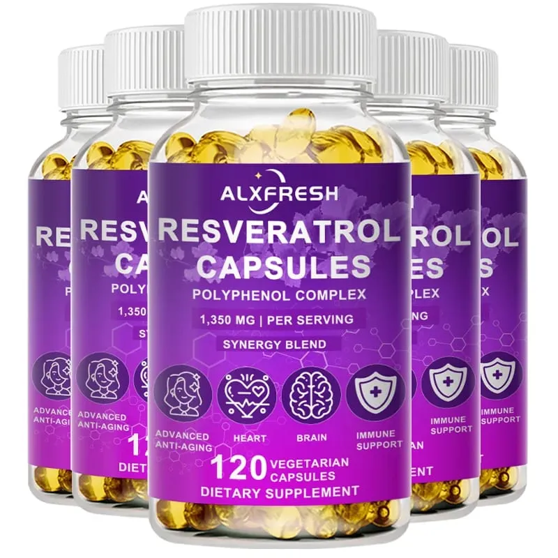 Resveratrol Capsules Supports Cardiovascular Metabolic Health Anti-inflammatory Neuroprotective Effects Antioxidant Anti-aging