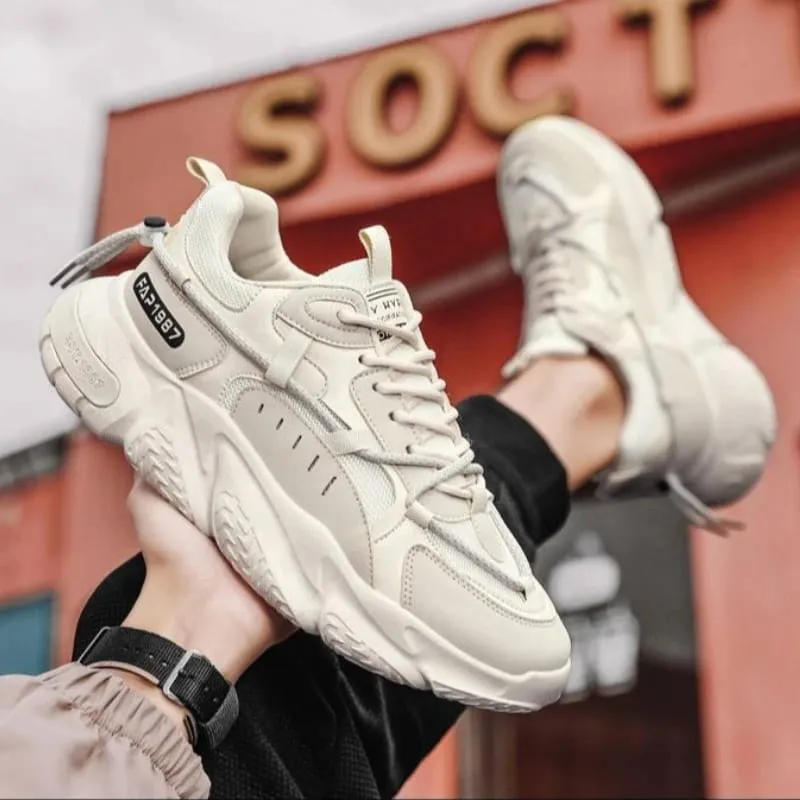 Men's Shoes 2026 New Mesh Outdoor Running Shoes Lace Up Height Increase Non Slip Vulcanized Shoes Hot Sale Fashion Men Sneakers