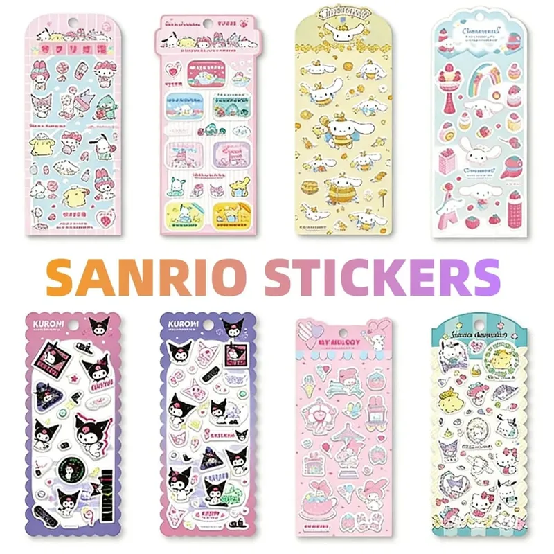 Genuine Sanrio 3D Foam Stickers Cartoon Hello Kitty Kuromi Melody Toy Decal For Scrapbook Water Mug Phones Planners Decor Decals